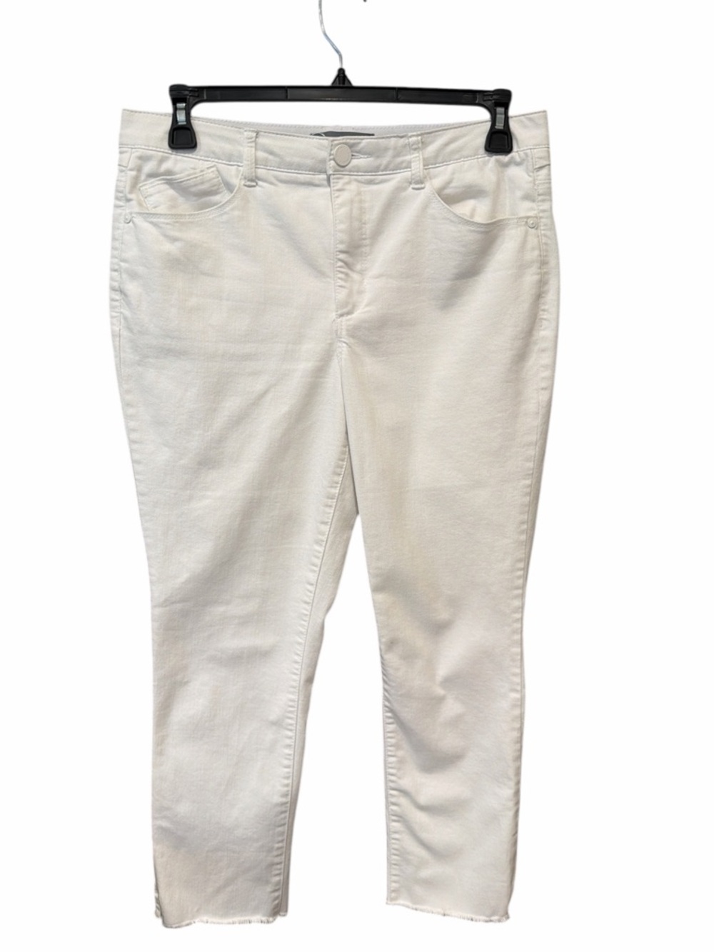 Wit & Wisdom White Raw Hem Cropped Jeans High Rise Stretch Denim Size 12 - Picture 2 of 6
